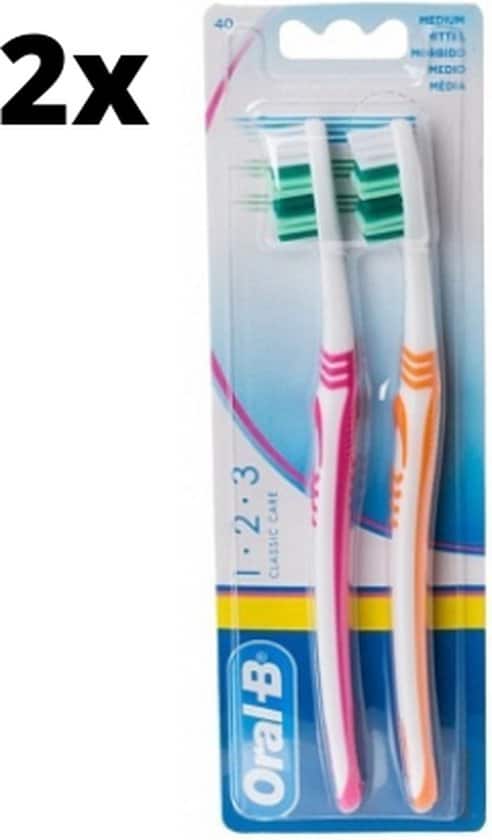oral b tandenbostel classic care 40 medium 2 x 2 stuks voordeelverpakking