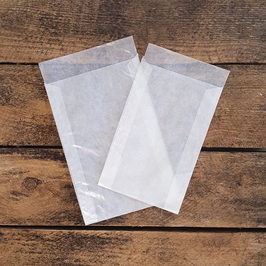 pergamijn envelop zakje semi transparant 125 x 170 20 mm klep per 100 stuks