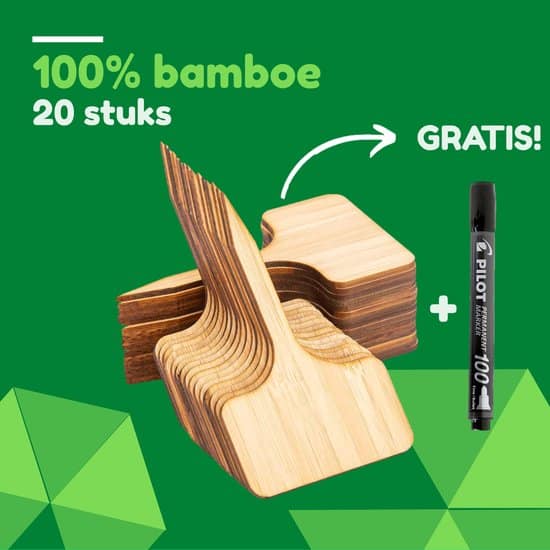 plantenlabels 100 natuurlijk bamboe 20 stuks met watervaste stift eco