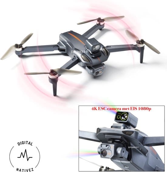 digital nativez gps drone pro k911 zwart met 4k dual camera incl obstakel 1