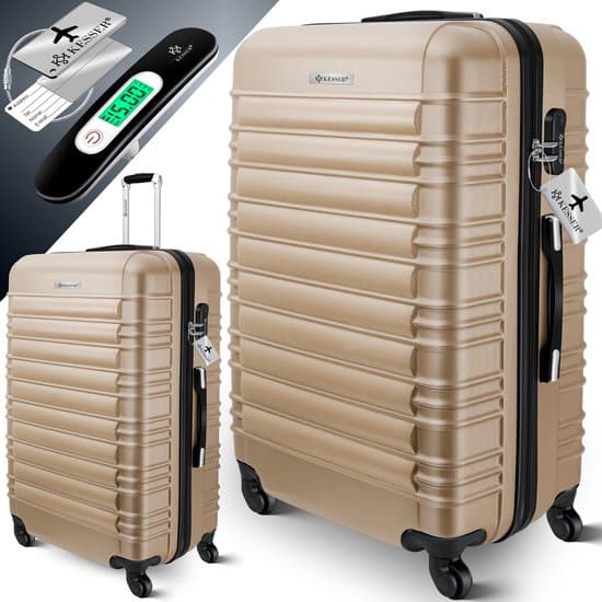 kesser 1x koffer incl bagageweger bagagelabel reiskoffer met 4 wielen