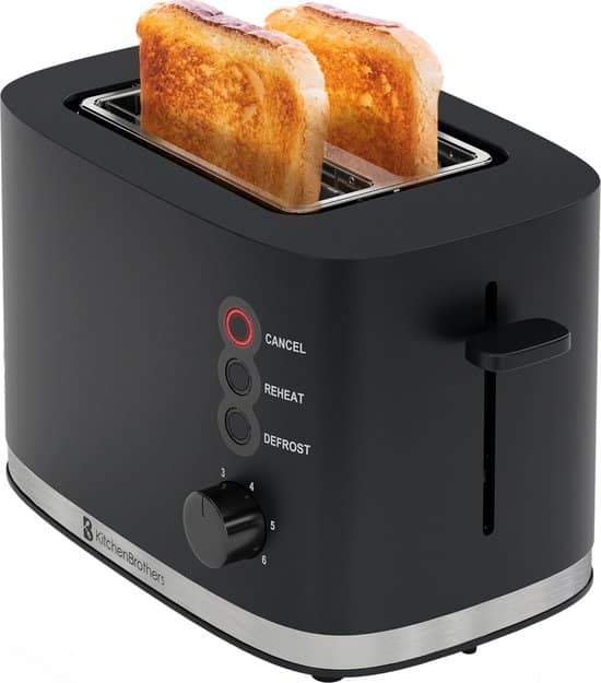 kitchenbrothers broodrooster toaster 6 warmteniveaus extra brede