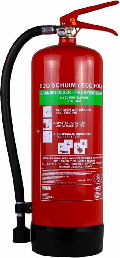 mobiak schuimblusser 6 liter eco nederlands en engels etiket brandblusser