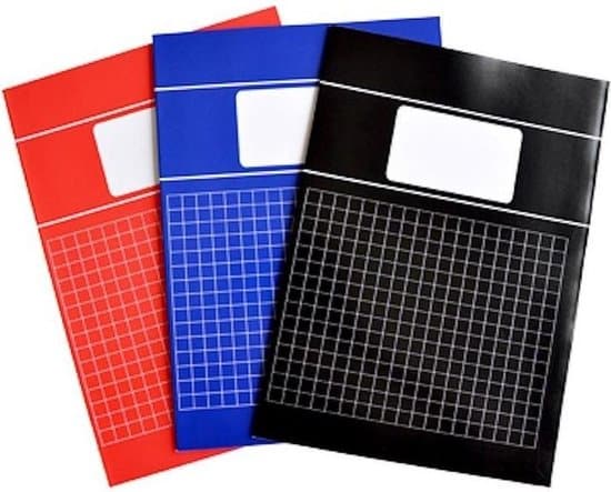 pakket van 5 pak schriften ruit 10mm a4 formaat basic rood blauw