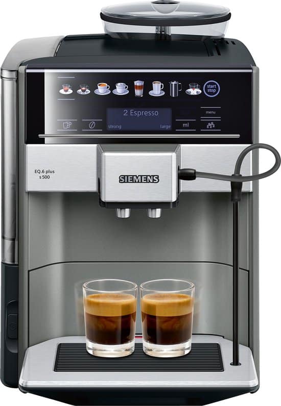 siemens eq6 plus s500 te655203rw volautomatische espressomachine grijs rvs