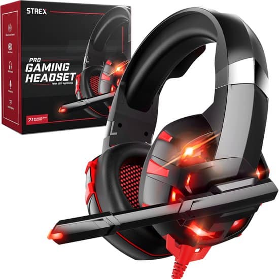 strex gaming headset met microfoon rood pc ps4 ps5 xbox one