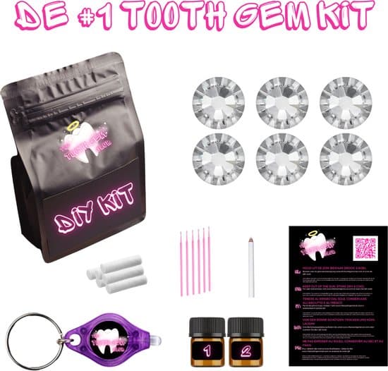 the tooth gem club diy kit set van 6 kristallen swarovski preciosa 1
