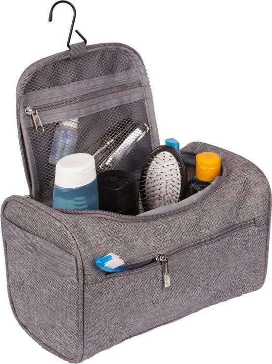 trvlmore ophangbare toilettas travel organizer met haak unisex grijs