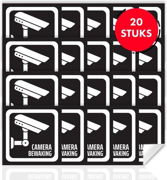 brute strength camerabewaking cameratoezicht sticker set 13 cm 20 stuks