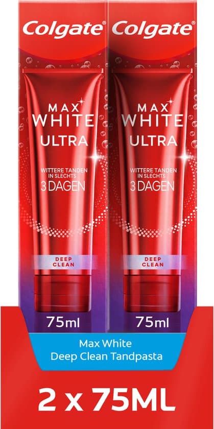 colgate max white ultra deep clean whitening tandpasta voordeelverpakking 2