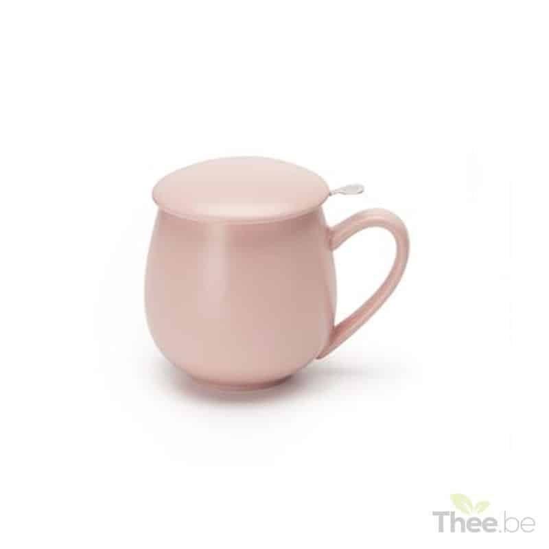 licht roze theetas met filter en deksel 350ml theebe