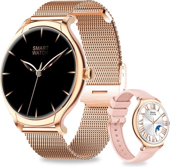 frenkies smartwatch dames rose goud stappenteller horloge dames hd