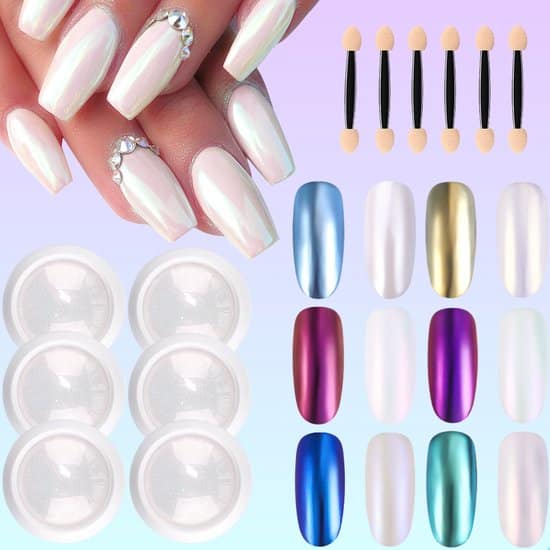 renalux chrome poeder nagels holografische glitter poeder set 6 nail