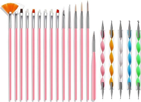 royala 20 delige nail art set 5 dotting tools en 15 nailart penselen roze