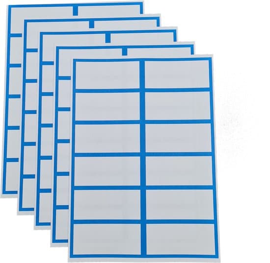 etiketten wit schrijfvlak blauwe omlijning 60 etiketten labels