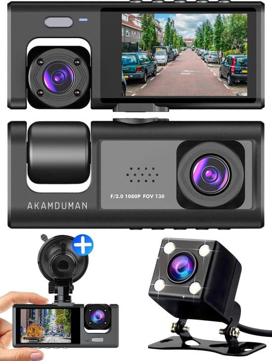 akamduman dashcam 3 in 1 ultra hd 1080p dashcam voor auto 2 inch
