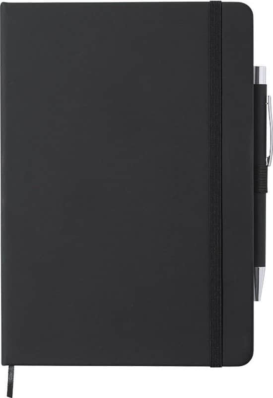 luxe schriften notitieboekje zwart met elastiek en pen a5 formaat