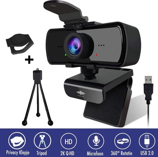 maccy webcam met microfoon en tripod 4mp 2560x1440 webcam voor pc hd 1