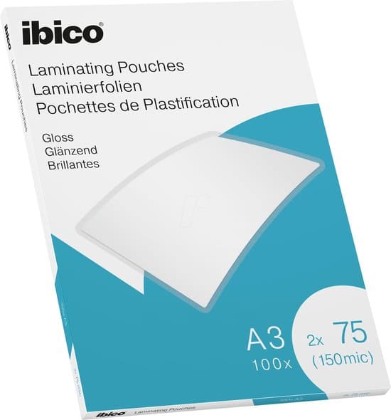 ibico lamineerhoezen voor a3 documenten 2 x 75 micron 100 stuks glanzend