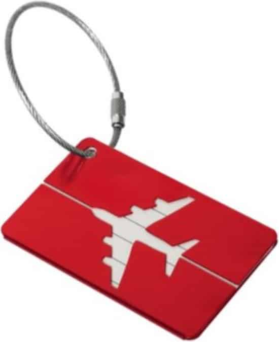 reislabel kofferlabel bagagelabel aluminium rood