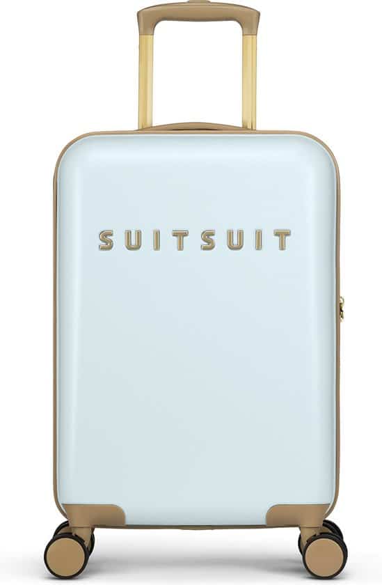 suitsuit fusion handbagage koffer met 4 wielen 55 cm 33l zacht blauw