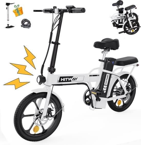 hitway bk5 elektrische fiets opvouwbaar e bike 250w 8 4ah wit