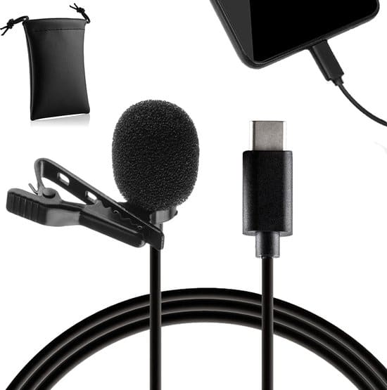 mojogear speldmicrofoon usb c voor smartphone en tablet 1 5 meter kabel