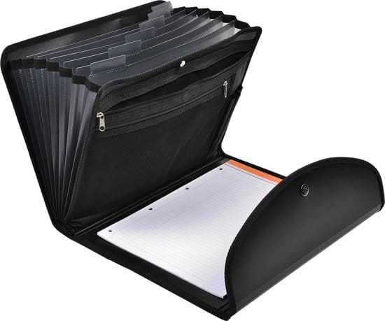 documentenmap sorteermap met documentenhouder en koffertje 6 vakken zwart