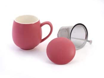 roze theetas met filter en deksel 350ml theebe